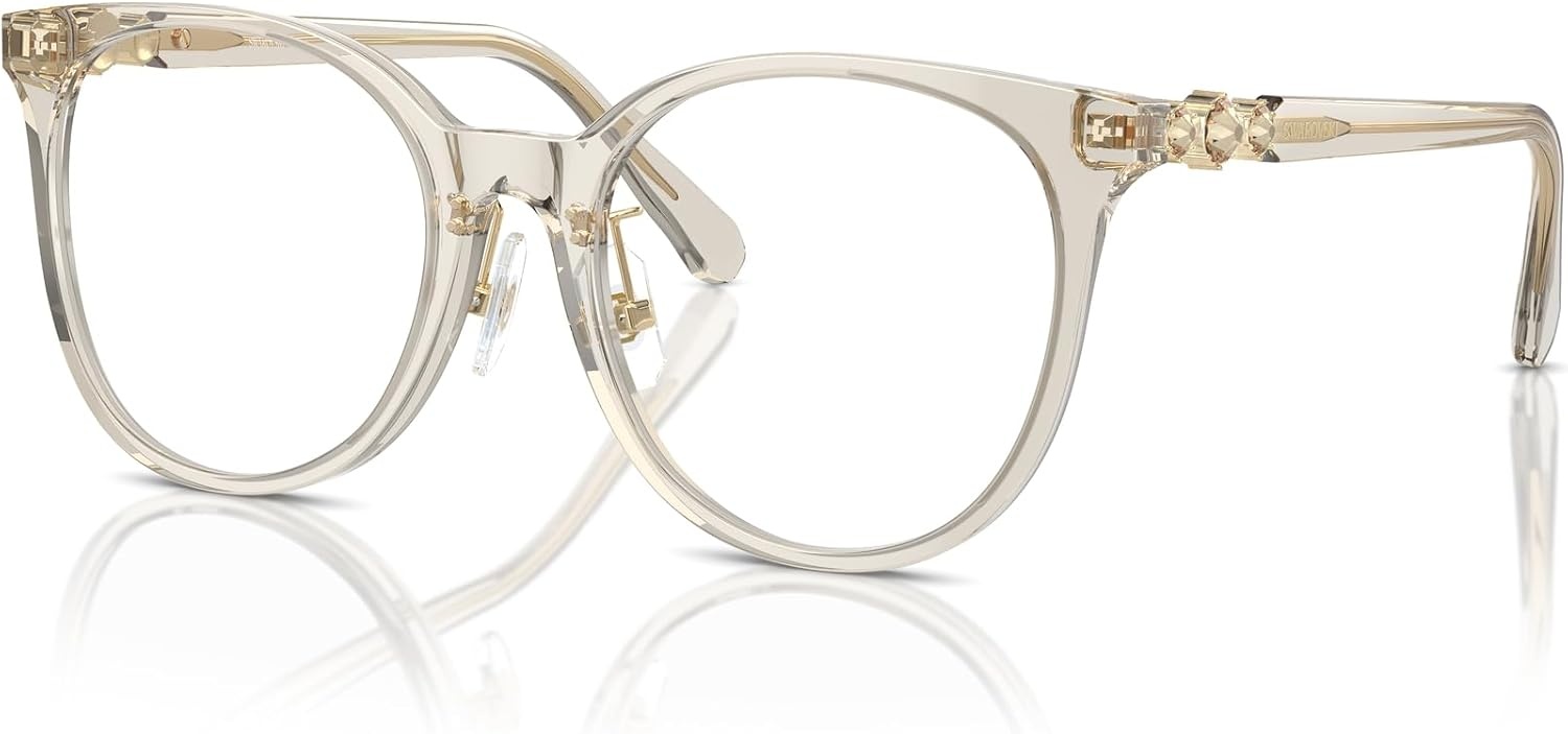 image:imageSwarovski womens Sk2027d Round Prescription Eyewear FramesTransparent BeigeDemo Lens