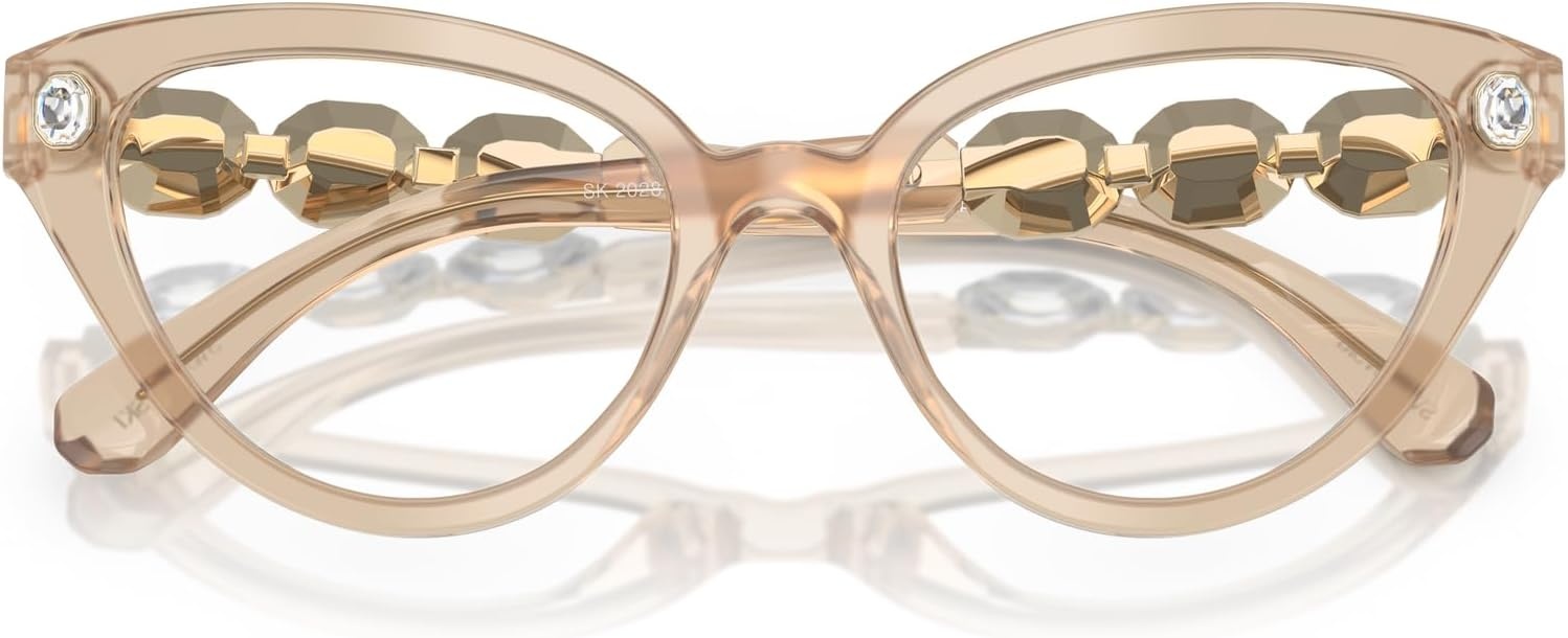 image:imageSwarovski womens Sk2028f Low Bridge Fit Cat Eye Prescription Eyewear FramesMilky BeigeDemo Lens