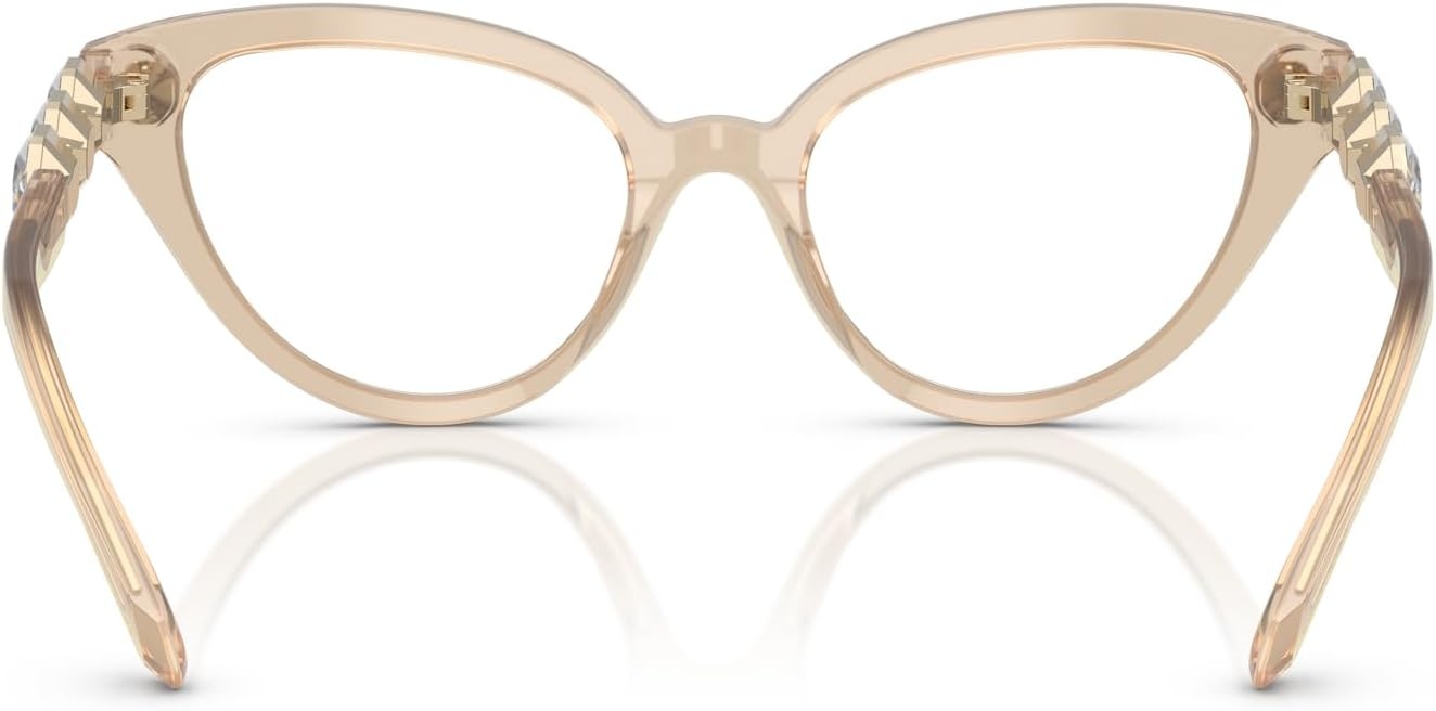 image:imageSwarovski womens Sk2028f Low Bridge Fit Cat Eye Prescription Eyewear FramesMilky BeigeDemo Lens