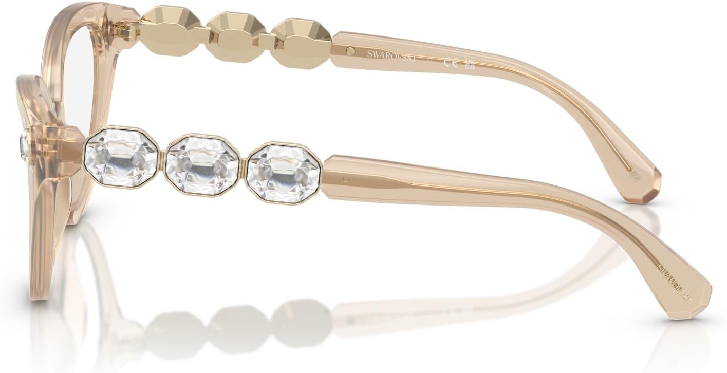 image:imageSwarovski womens Sk2028f Low Bridge Fit Cat Eye Prescription Eyewear FramesMilky BeigeDemo Lens