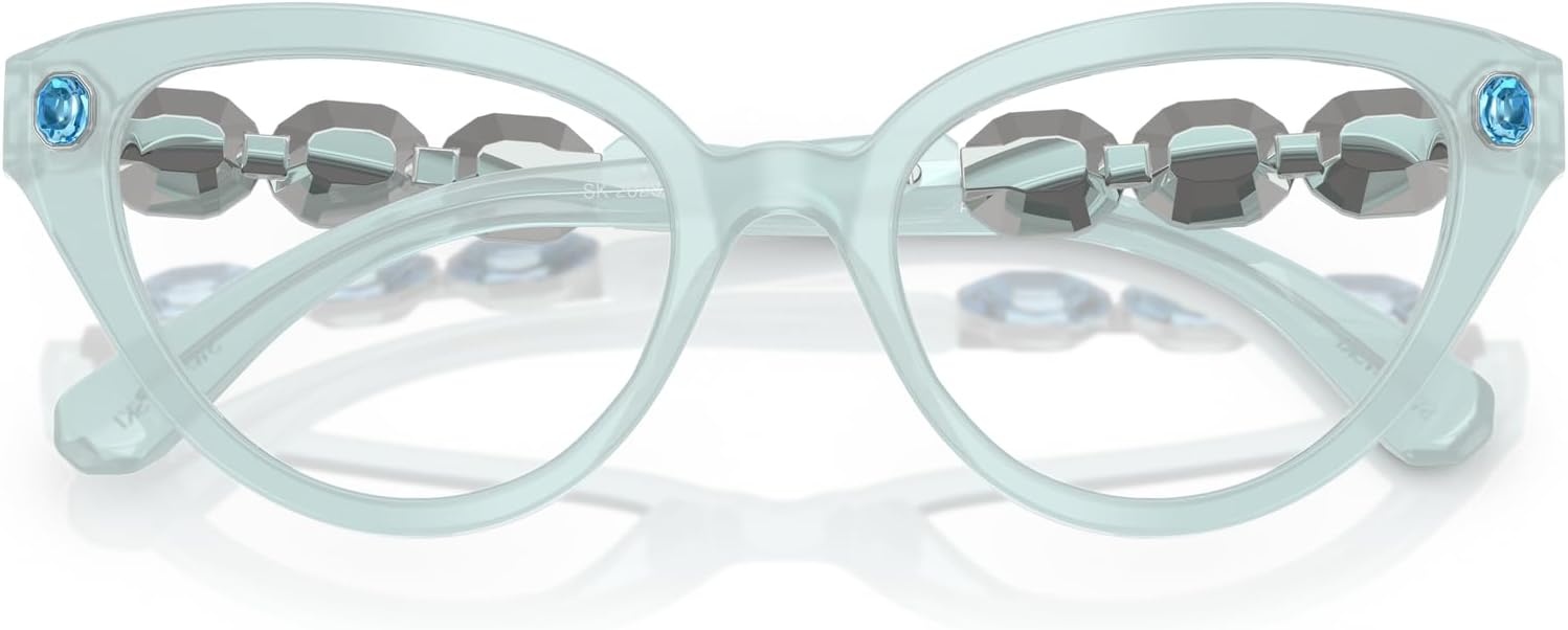 image:imageSwarovski womens Sk2028f Low Bridge Fit Cat Eye Prescription Eyewear FramesMilky Light BlueDemo Lens