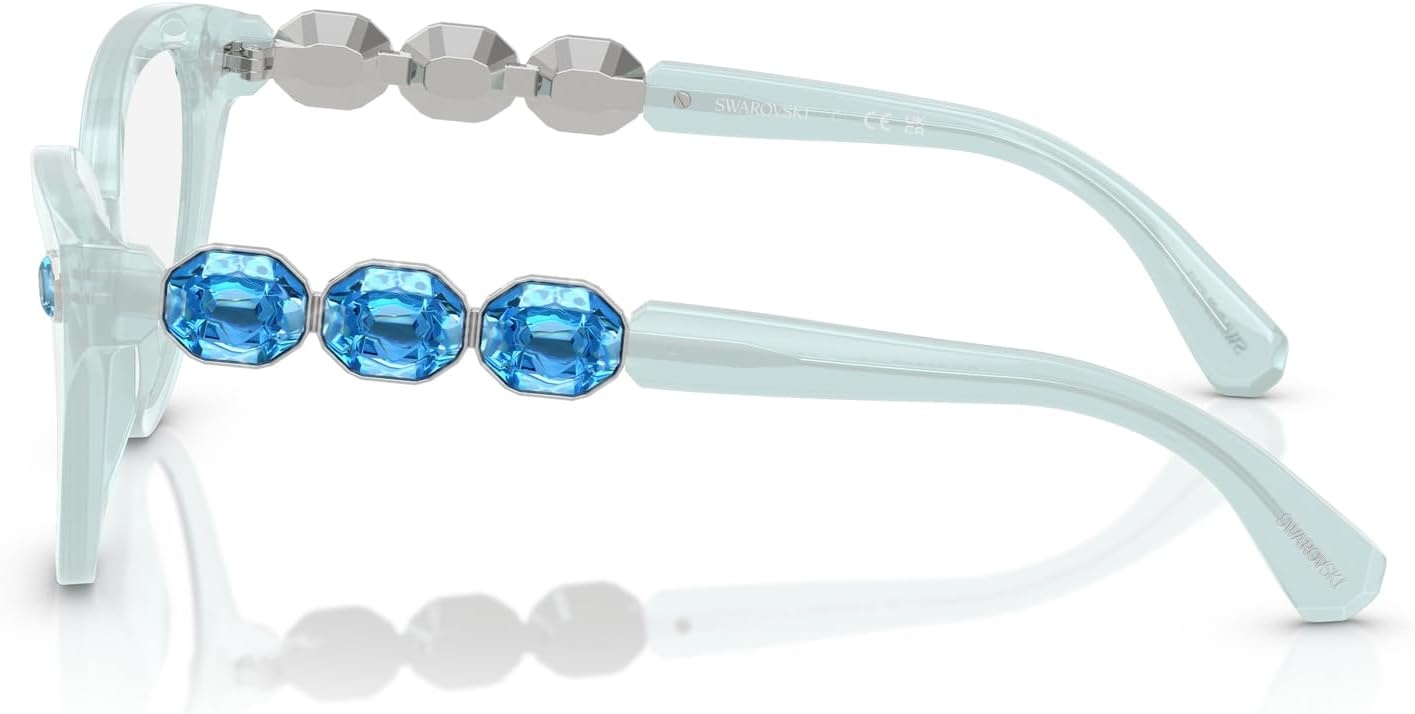 image:imageSwarovski womens Sk2028f Low Bridge Fit Cat Eye Prescription Eyewear FramesMilky Light BlueDemo Lens