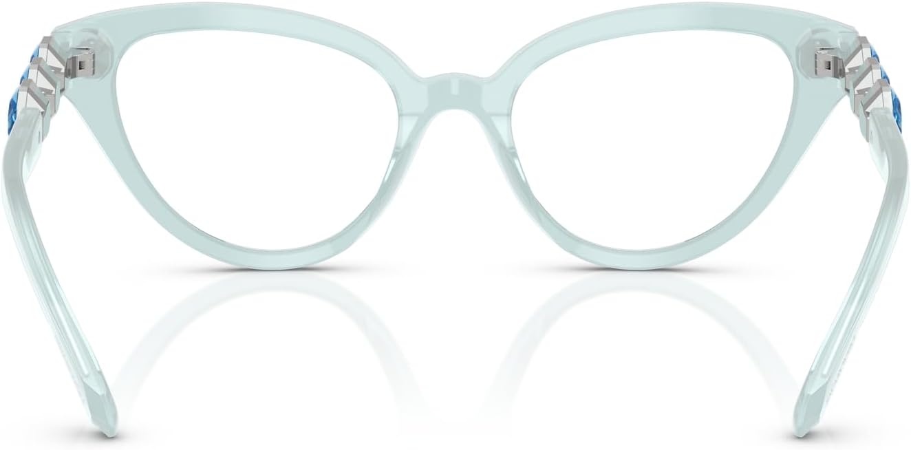 image:imageSwarovski womens Sk2028f Low Bridge Fit Cat Eye Prescription Eyewear FramesMilky Light BlueDemo Lens