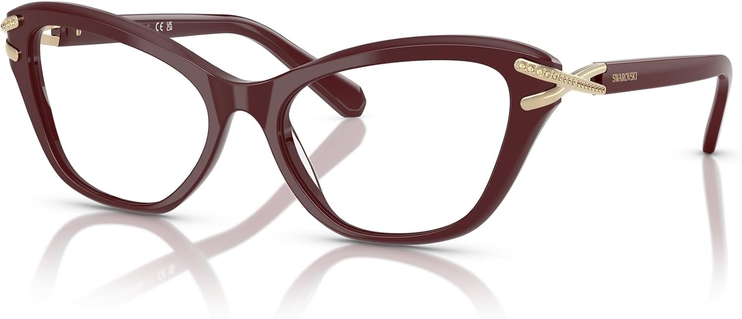 image:imageSwarovski womens Sk2031 Cat Eye Prescription Eyewear FramesBurgundyDemo Lens