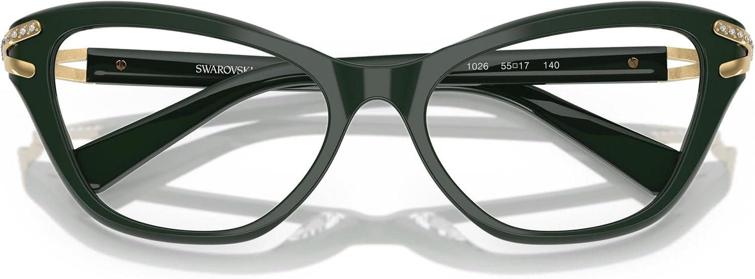 image:imageSwarovski womens Sk2031 Cat Eye Prescription Eyewear FramesDark GreenDemo Lens