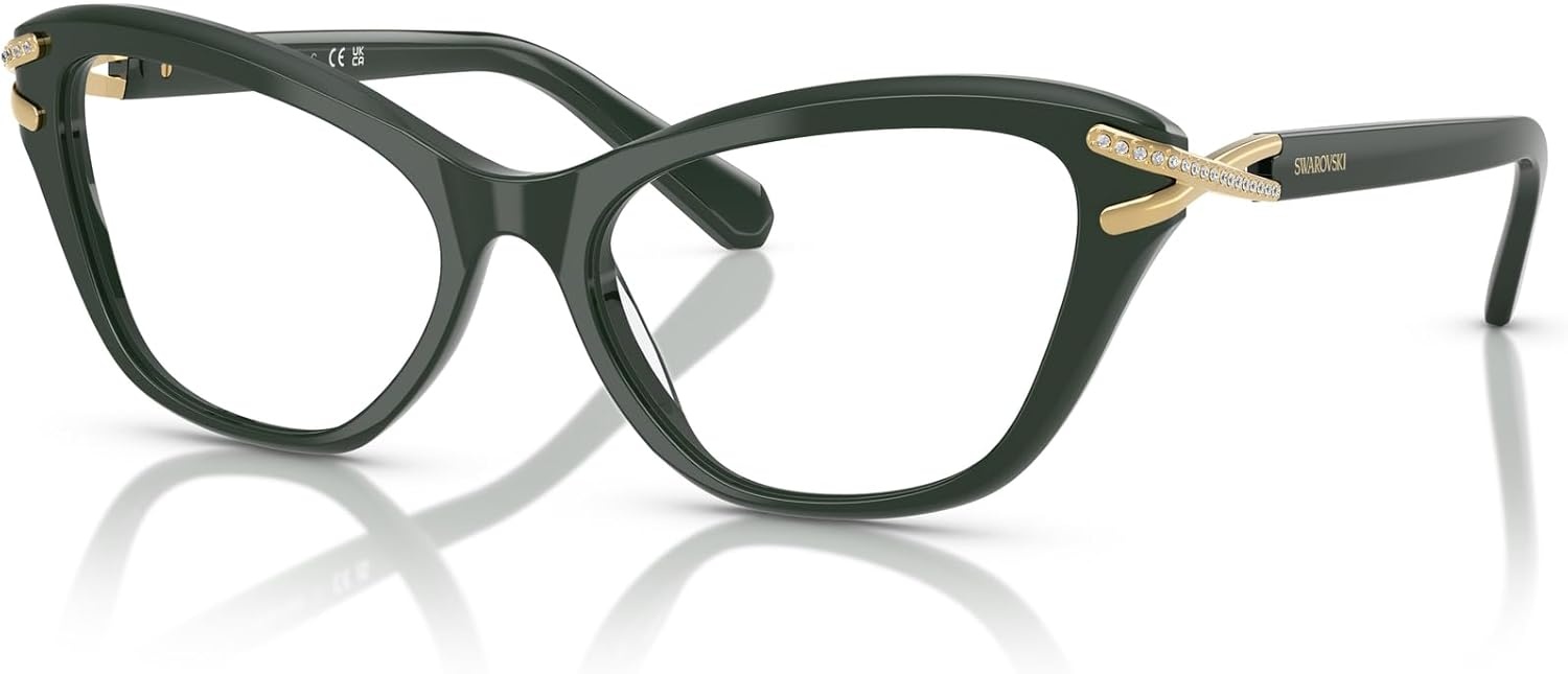 image:imageSwarovski womens Sk2031 Cat Eye Prescription Eyewear FramesDark GreenDemo Lens
