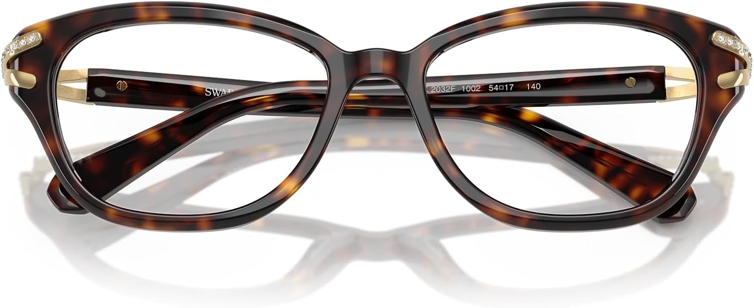image:imageSwarovski womens Sk2032f Low Bridge Fit Square Prescription Eyewear FramesHavanaDemo Lens