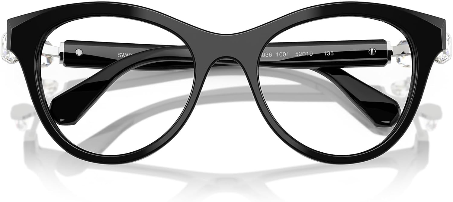 image:imageSwarovski womens Sk2036 Round Prescription Eyewear FramesBlackDemo Lens