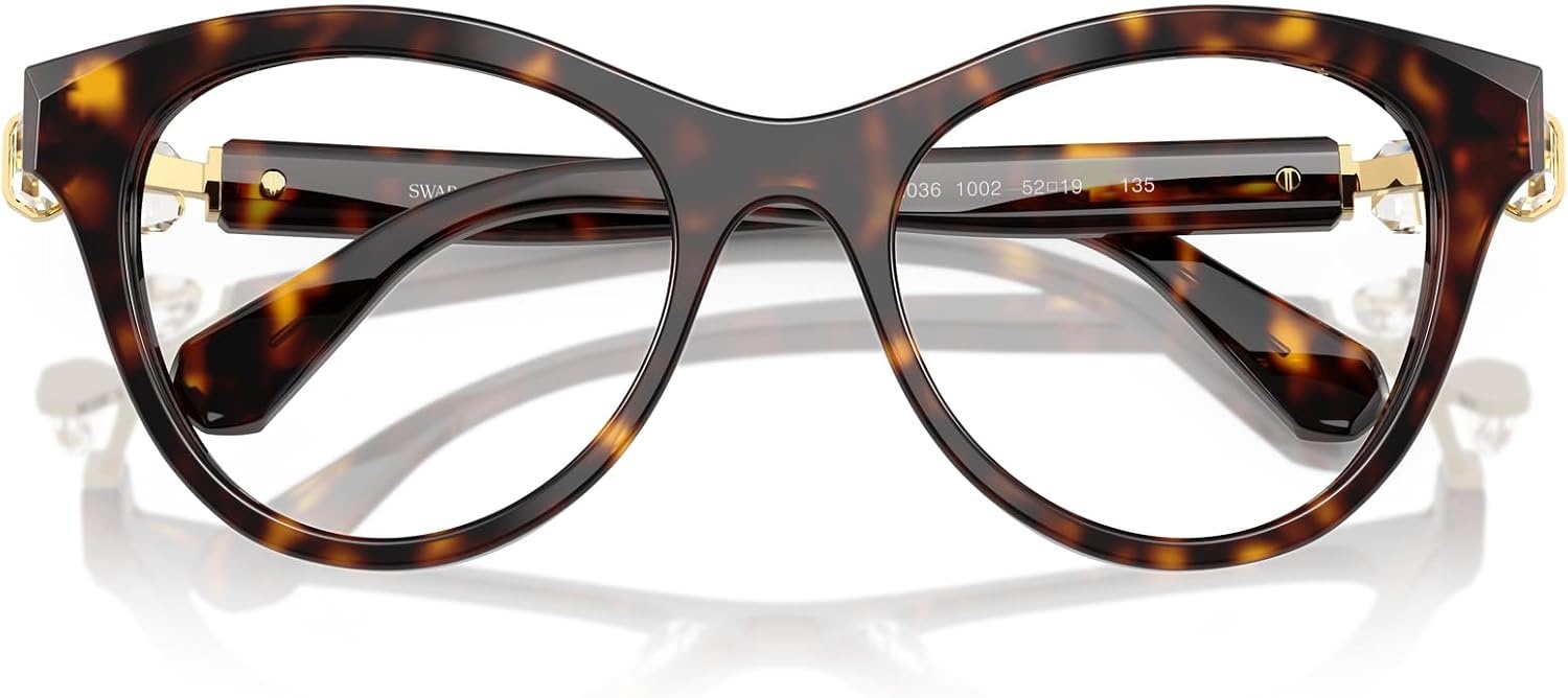 image:imageSwarovski womens Sk2036 Round Prescription Eyewear FramesDark HavanaDemo Lens