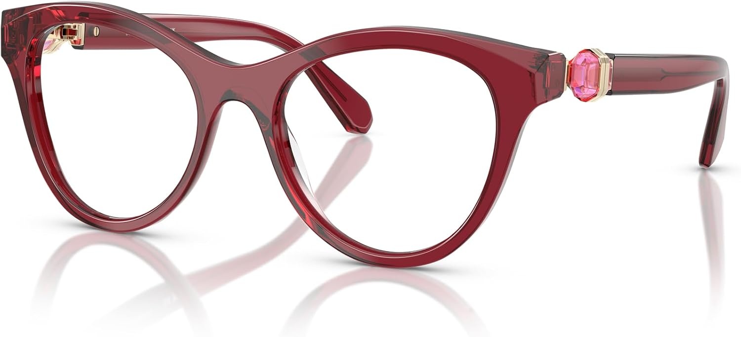 image:imageSwarovski womens Sk2036 Round Prescription Eyewear FramesTransparent BurgundyDemo Lens