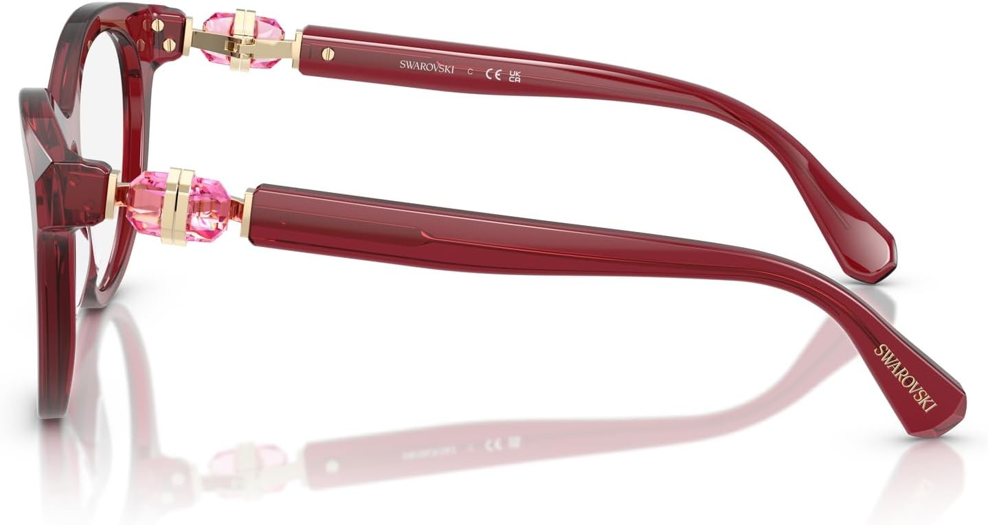 image:imageSwarovski womens Sk2036 Round Prescription Eyewear FramesTransparent BurgundyDemo Lens