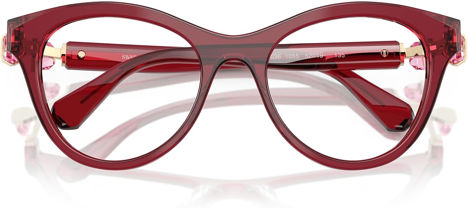 image:imageSwarovski womens Sk2036 Round Prescription Eyewear FramesTransparent BurgundyDemo Lens