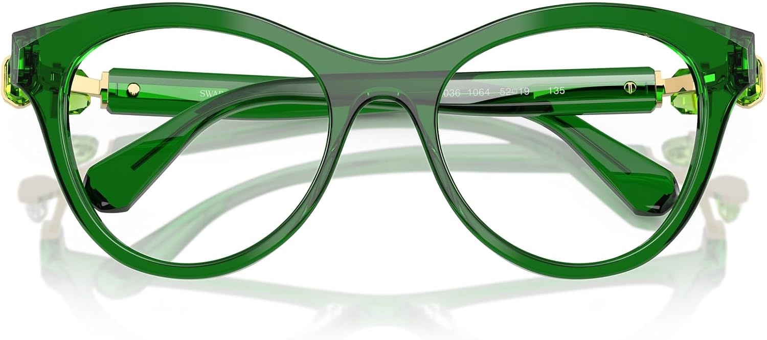 image:imageSwarovski womens Sk2036 Round Prescription Eyewear FramesTransparent GreenDemo Lens