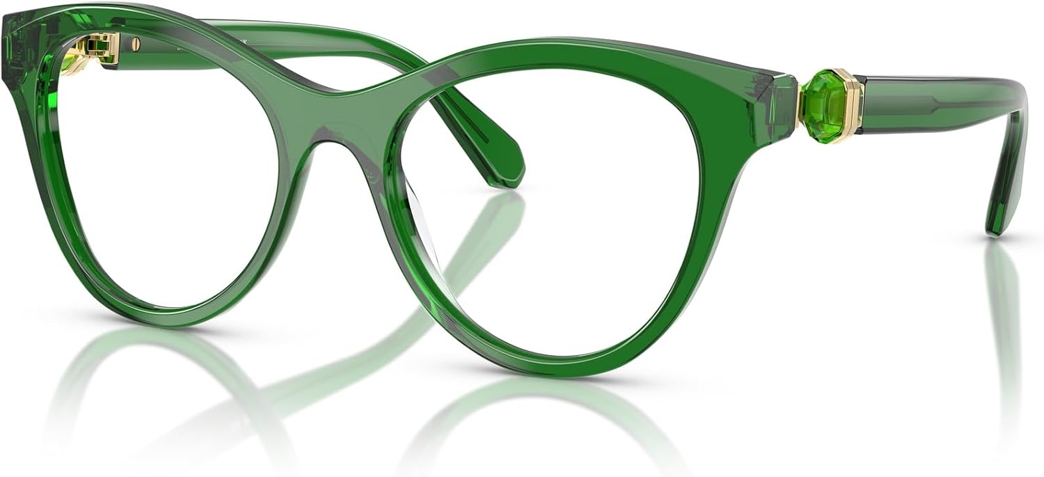 image:imageSwarovski womens Sk2036 Round Prescription Eyewear FramesTransparent GreenDemo Lens