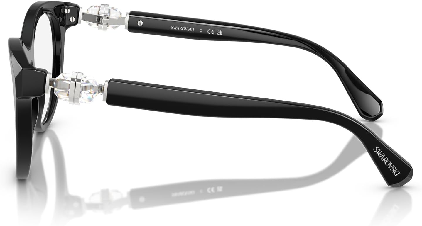 image:imageSwarovski womens Sk2036f Low Bridge Fit Round Prescription Eyewear FramesBlackDemo Lens