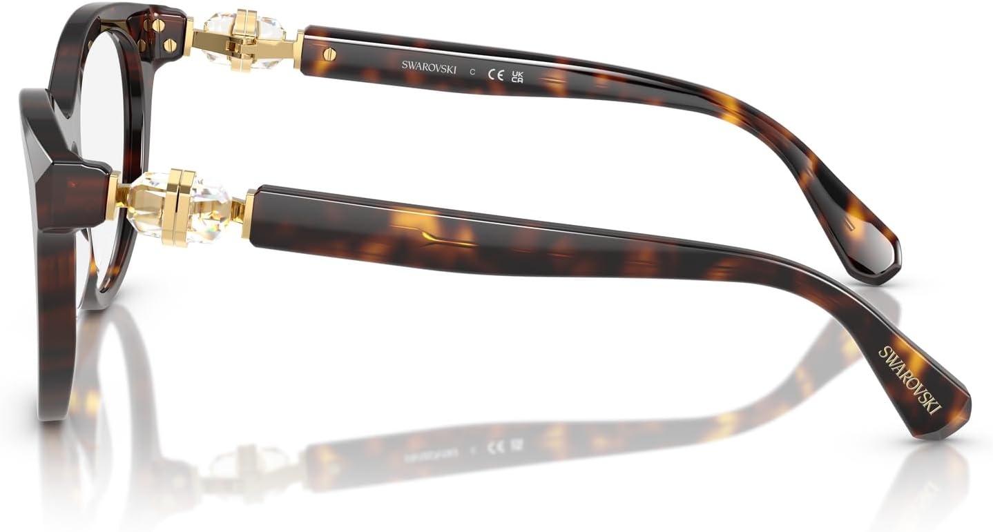 image:imageSwarovski womens Sk2036f Low Bridge Fit Round Prescription Eyewear FramesDark HavanaDemo Lens