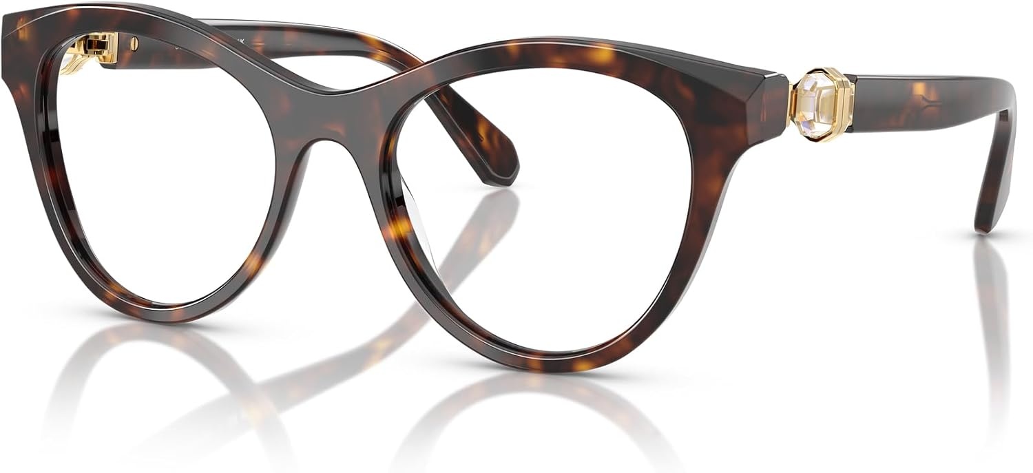 image:imageSwarovski womens Sk2036f Low Bridge Fit Round Prescription Eyewear FramesDark HavanaDemo Lens