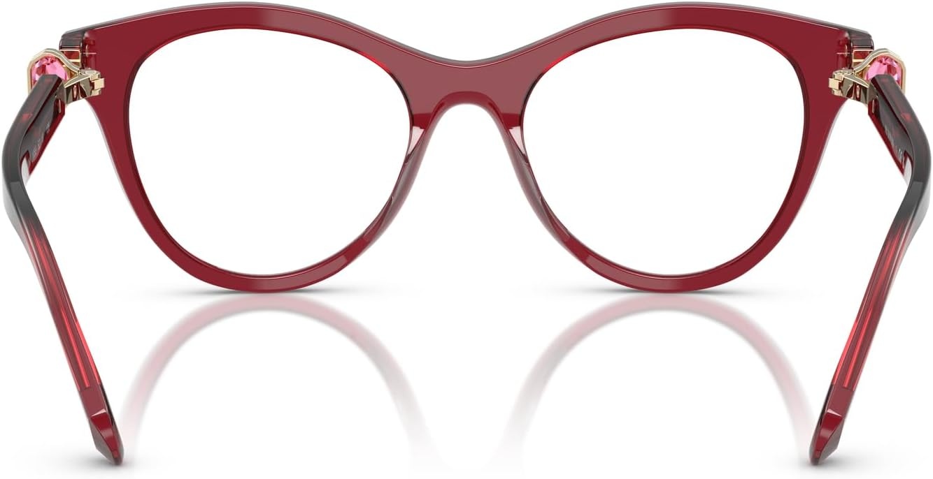 image:imageSwarovski womens Sk2036f Low Bridge Fit Round Prescription Eyewear FramesTransparent BurgundyDemo Lens