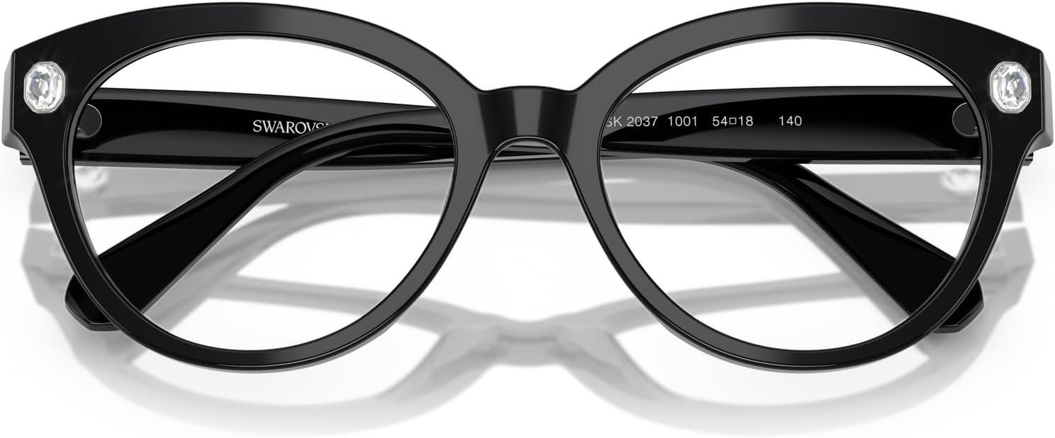 image:imageSwarovski womens Sk2037 Round Prescription Eyewear FramesBlackDemo Lens
