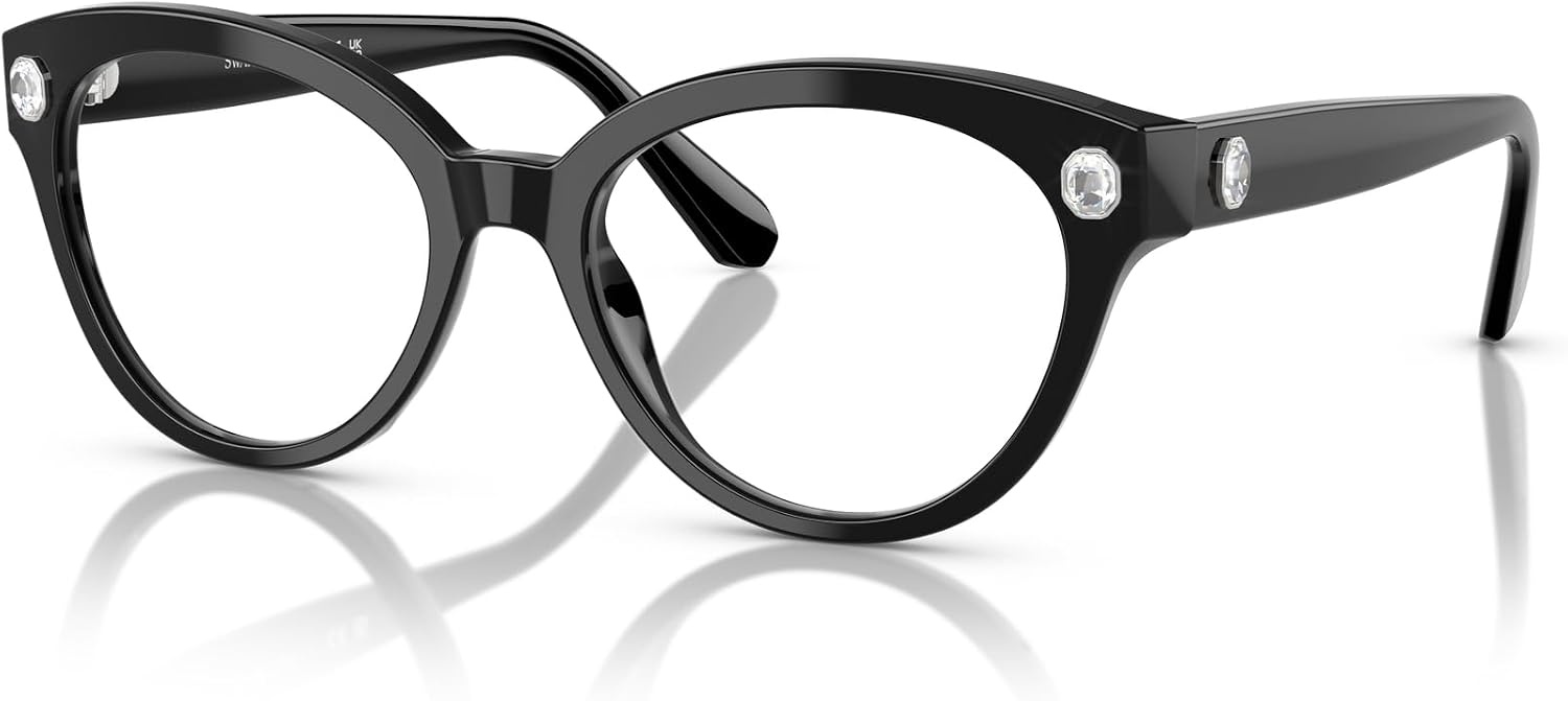 image:imageSwarovski womens Sk2037 Round Prescription Eyewear FramesBlackDemo Lens