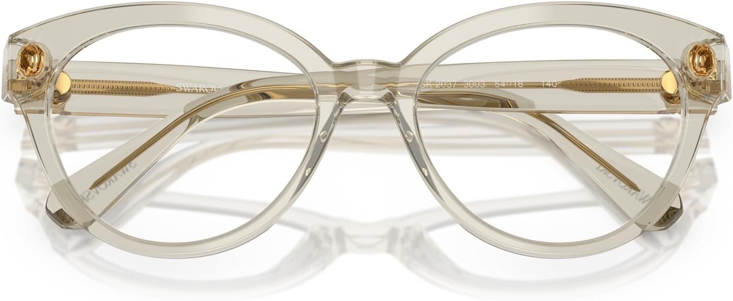 image:imageSwarovski womens Sk2037 Round Prescription Eyewear FramesTransparent BeigeDemo Lens
