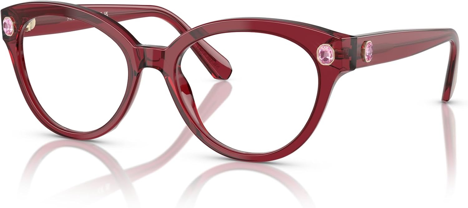 image:imageSwarovski womens Sk2037 Round Prescription Eyewear FramesTransparent BurgundyDemo Lens