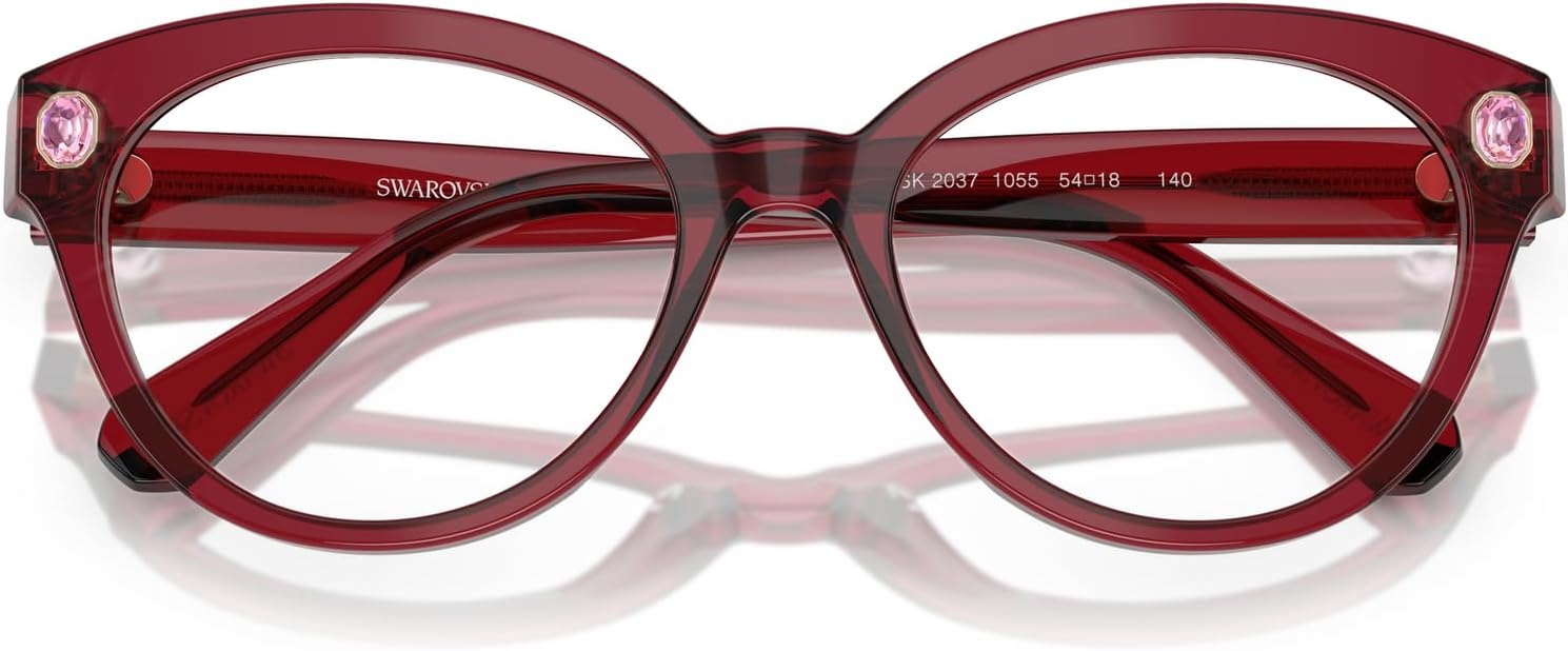 image:imageSwarovski womens Sk2037 Round Prescription Eyewear FramesTransparent BurgundyDemo Lens