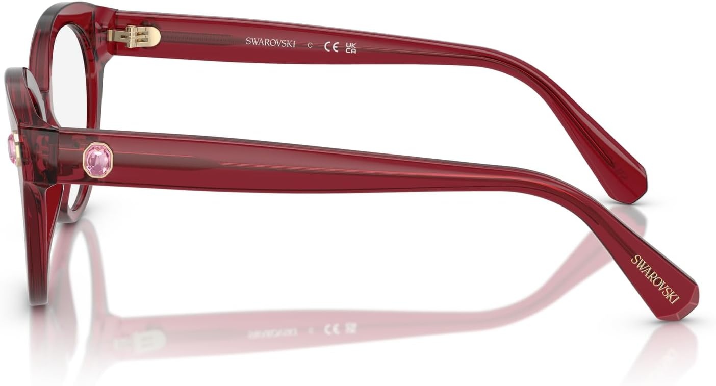 image:imageSwarovski womens Sk2037 Round Prescription Eyewear FramesTransparent BurgundyDemo Lens