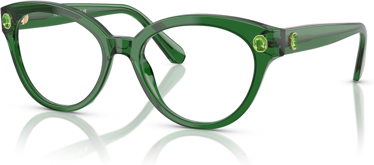 image:imageSwarovski womens Sk2037 Round Prescription Eyewear FramesTransparent GreenDemo Lens