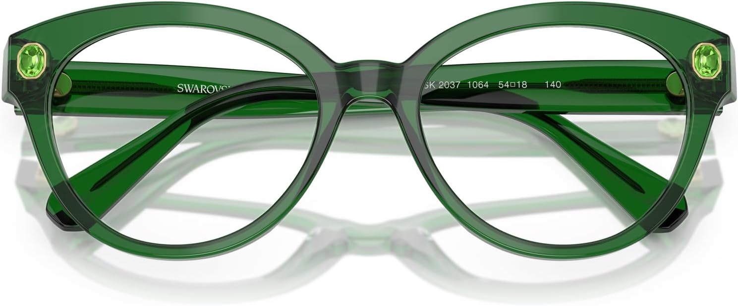 image:imageSwarovski womens Sk2037 Round Prescription Eyewear FramesTransparent GreenDemo Lens