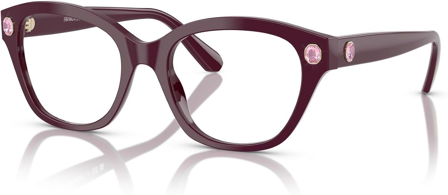 image:imageSwarovski womens Sk2038 Square Prescription Eyewear FramesBurgundyDemo Lens