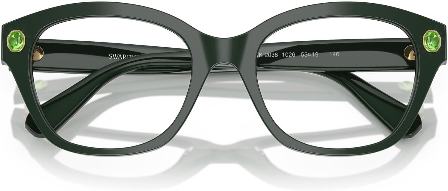 image:imageSwarovski womens Sk2038 Square Prescription Eyewear FramesDark GreenDemo Lens
