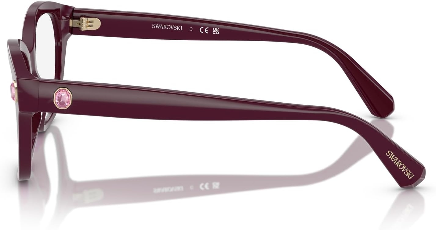 image:imageSwarovski womens Sk2038f Low Bridge Fit Square Prescription Eyewear FramesBurgundyDemo Lens