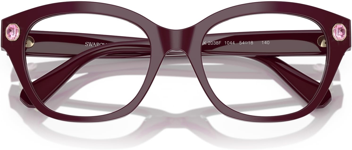 image:imageSwarovski womens Sk2038f Low Bridge Fit Square Prescription Eyewear FramesBurgundyDemo Lens