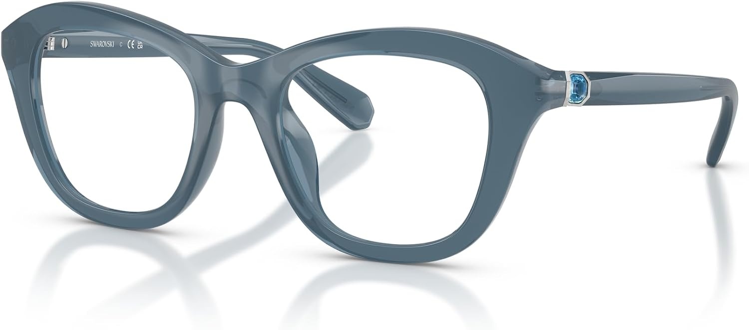 image:imageSwarovski womens Sk2042u Universal Fit Cat Eye Prescription Eyewear FramesMilky Light BlueDemo Lens