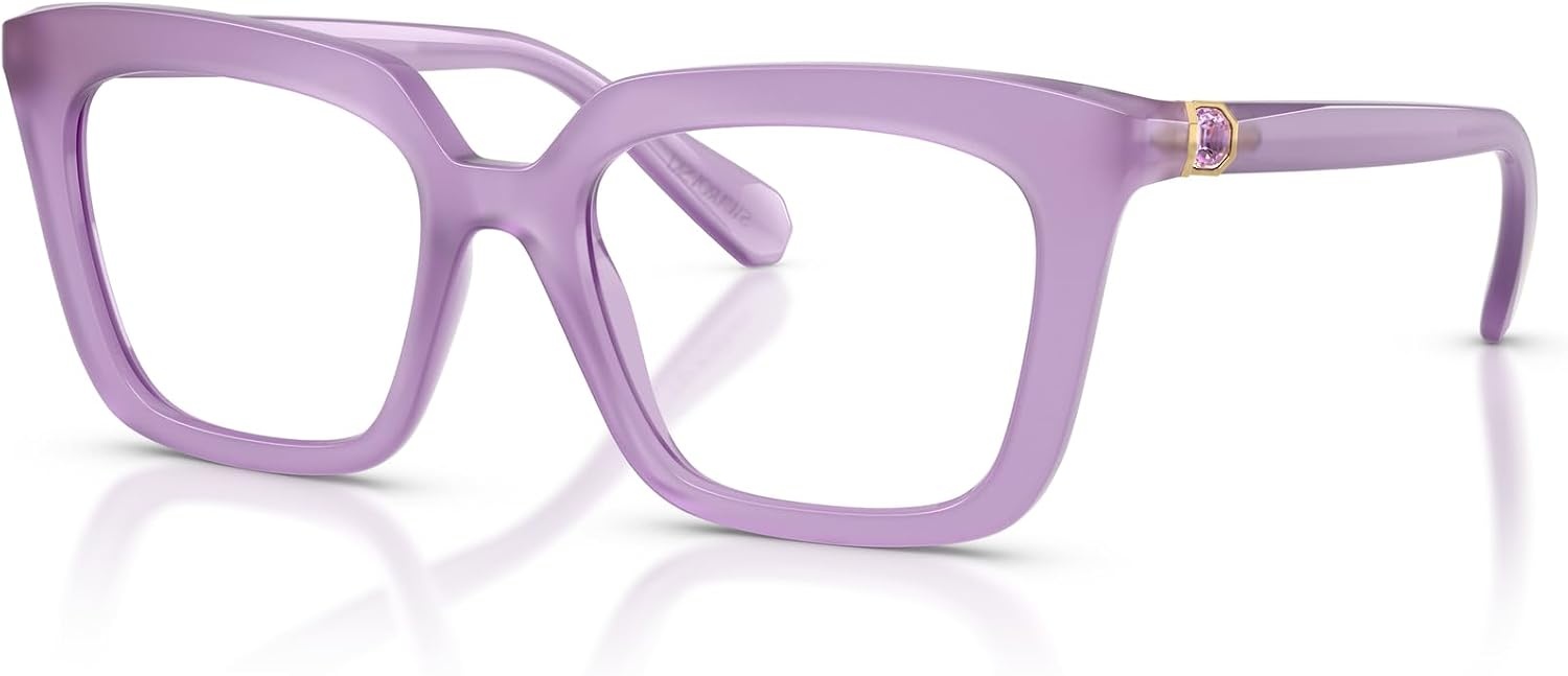 image:imageSwarovski womens Sk2043f Low Bridge Fit Square Prescription Eyewear FramesMilky LilacDemo Lens