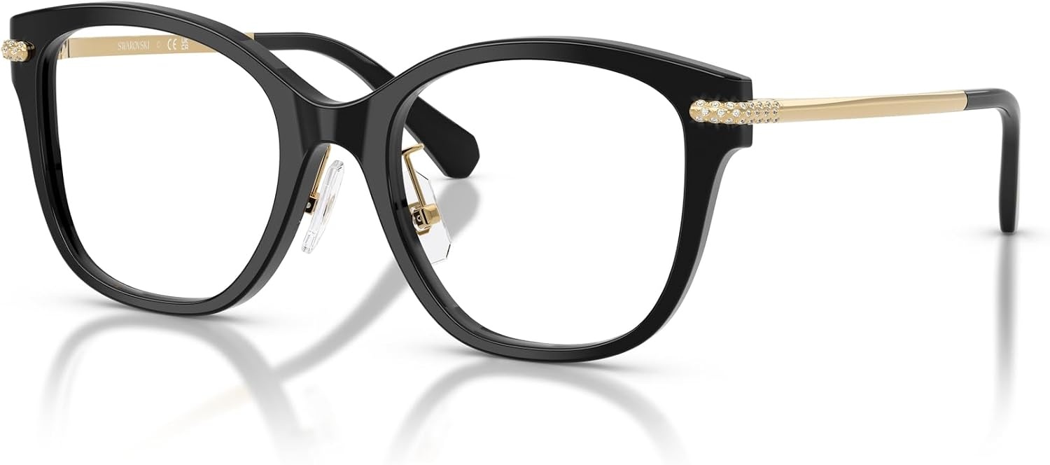 image:imageSwarovski womens Sk2044f Low Bridge Fit Square Prescription Eyewear FramesBlackDemo Lens