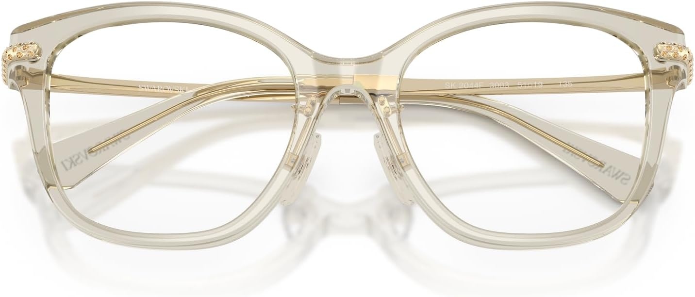 image:imageSwarovski womens Sk2044f Low Bridge Fit Square Prescription Eyewear FramesTransparent BeigeDemo Lens