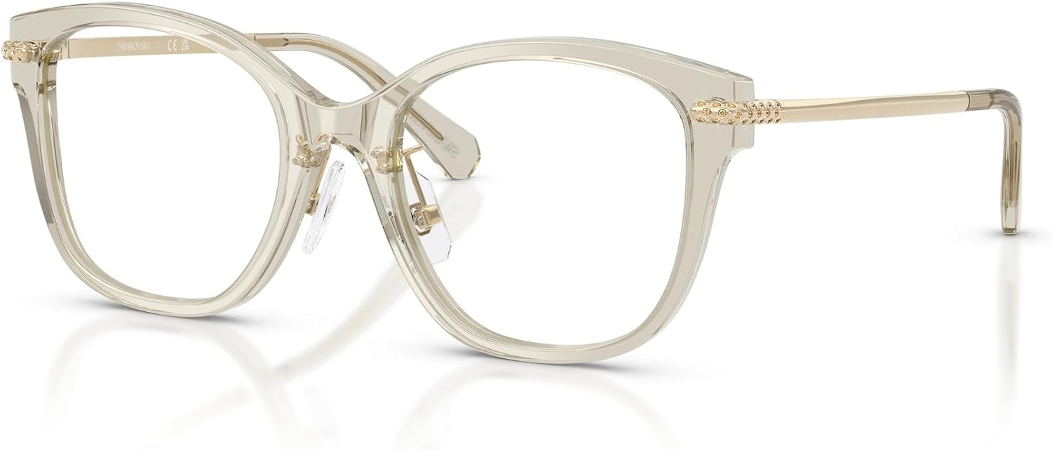 image:imageSwarovski womens Sk2044f Low Bridge Fit Square Prescription Eyewear FramesTransparent BeigeDemo Lens
