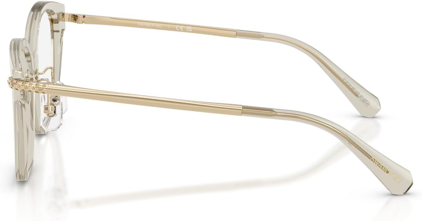 image:imageSwarovski womens Sk2044f Low Bridge Fit Square Prescription Eyewear FramesTransparent BeigeDemo Lens