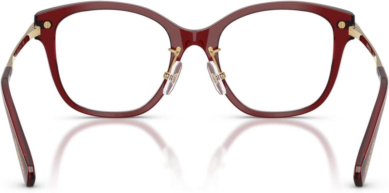 image:imageSwarovski womens Sk2044f Low Bridge Fit Square Prescription Eyewear FramesTransparent BurgundyDemo Lens
