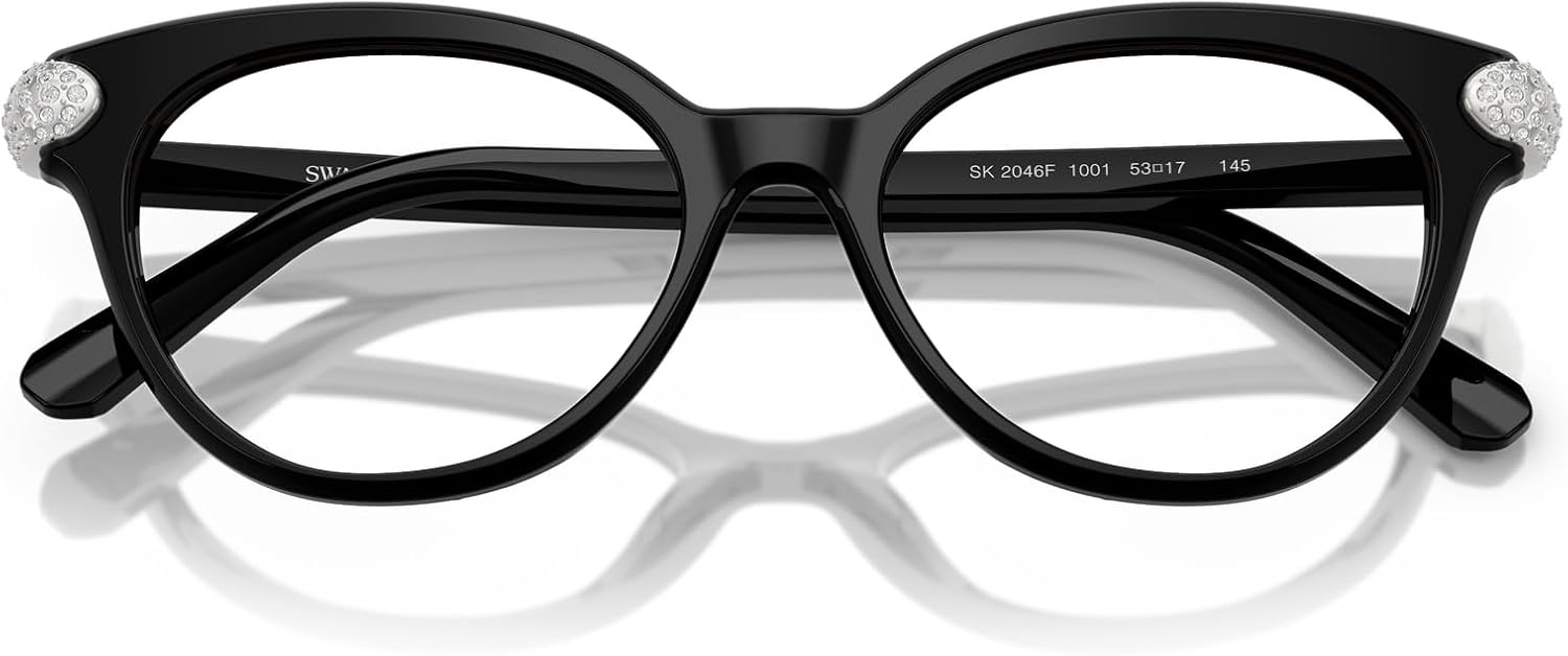 image:imageSwarovski womens Sk2046f Low Bridge Fit Round Prescription Eyewear FramesBlackDemo Lens