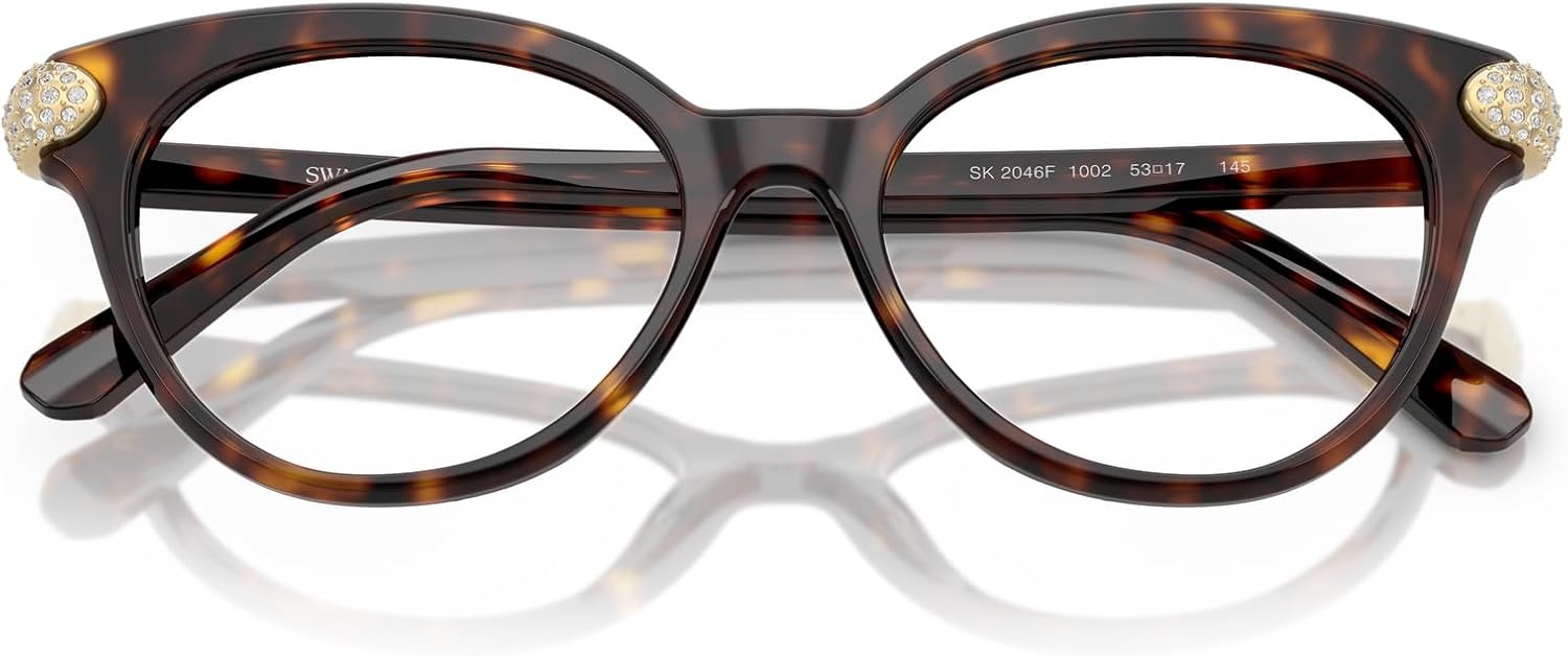 image:imageSwarovski womens Sk2046f Low Bridge Fit Round Prescription Eyewear FramesHavanaDemo Lens