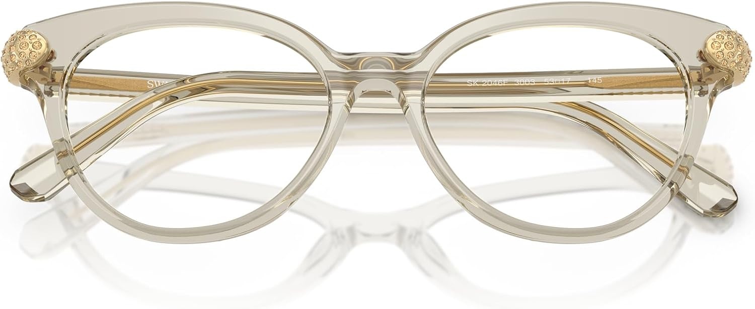 image:imageSwarovski womens Sk2046f Low Bridge Fit Round Prescription Eyewear FramesTransparent BeigeDemo Lens