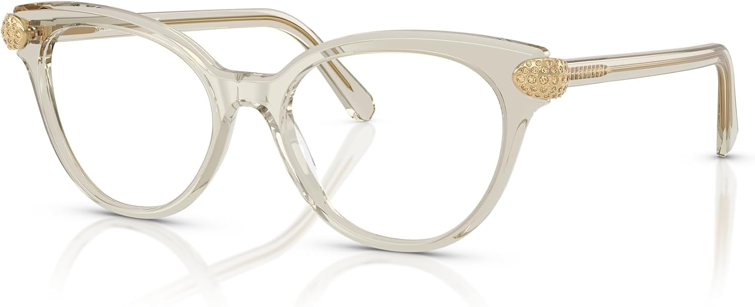 image:imageSwarovski womens Sk2046f Low Bridge Fit Round Prescription Eyewear FramesTransparent BeigeDemo Lens