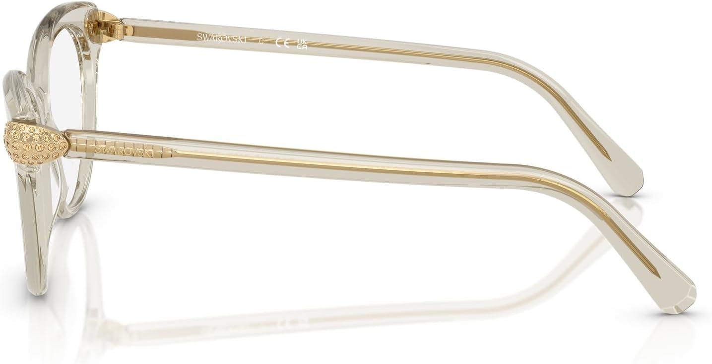 image:imageSwarovski womens Sk2046f Low Bridge Fit Round Prescription Eyewear FramesTransparent BeigeDemo Lens
