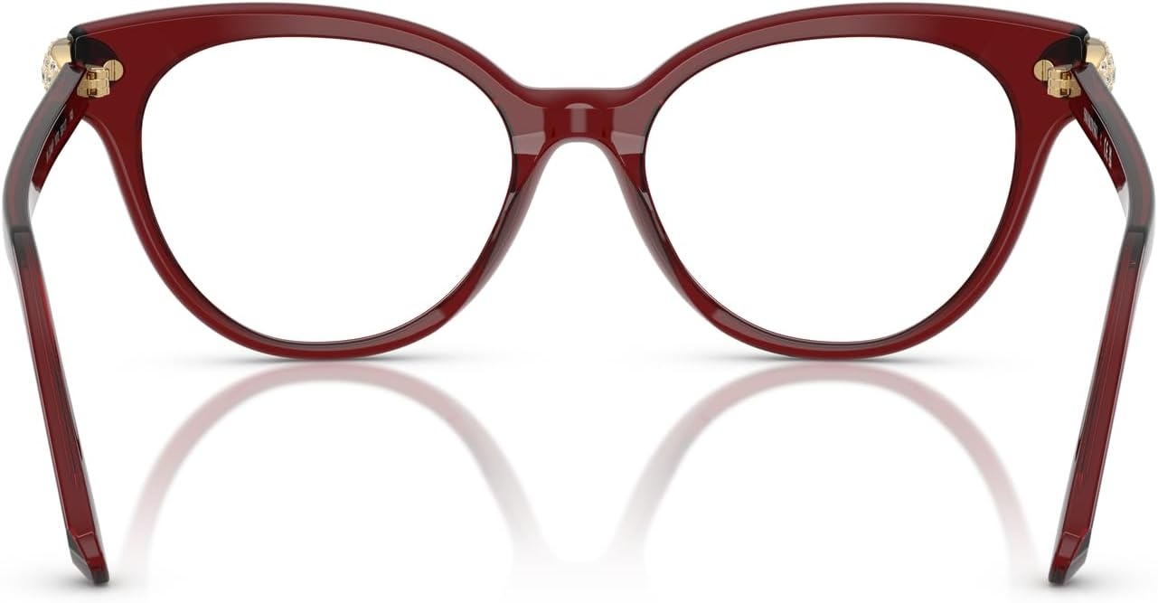 image:imageSwarovski womens Sk2046f Low Bridge Fit Round Prescription Eyewear FramesTransparent BurgundyDemo Lens