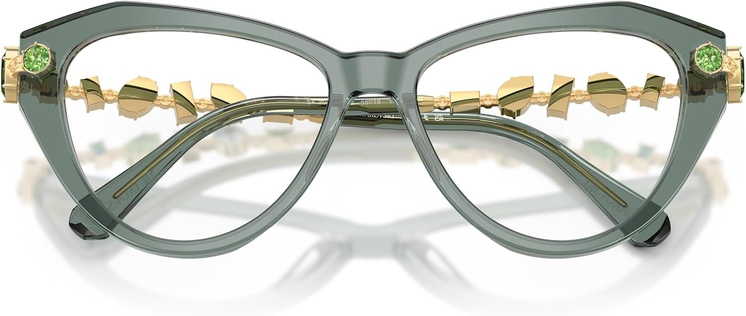 image:imageSwarovski womens Sk2047 Cat Eye Prescription Eyewear FramesTransparent GreenDemo Lens