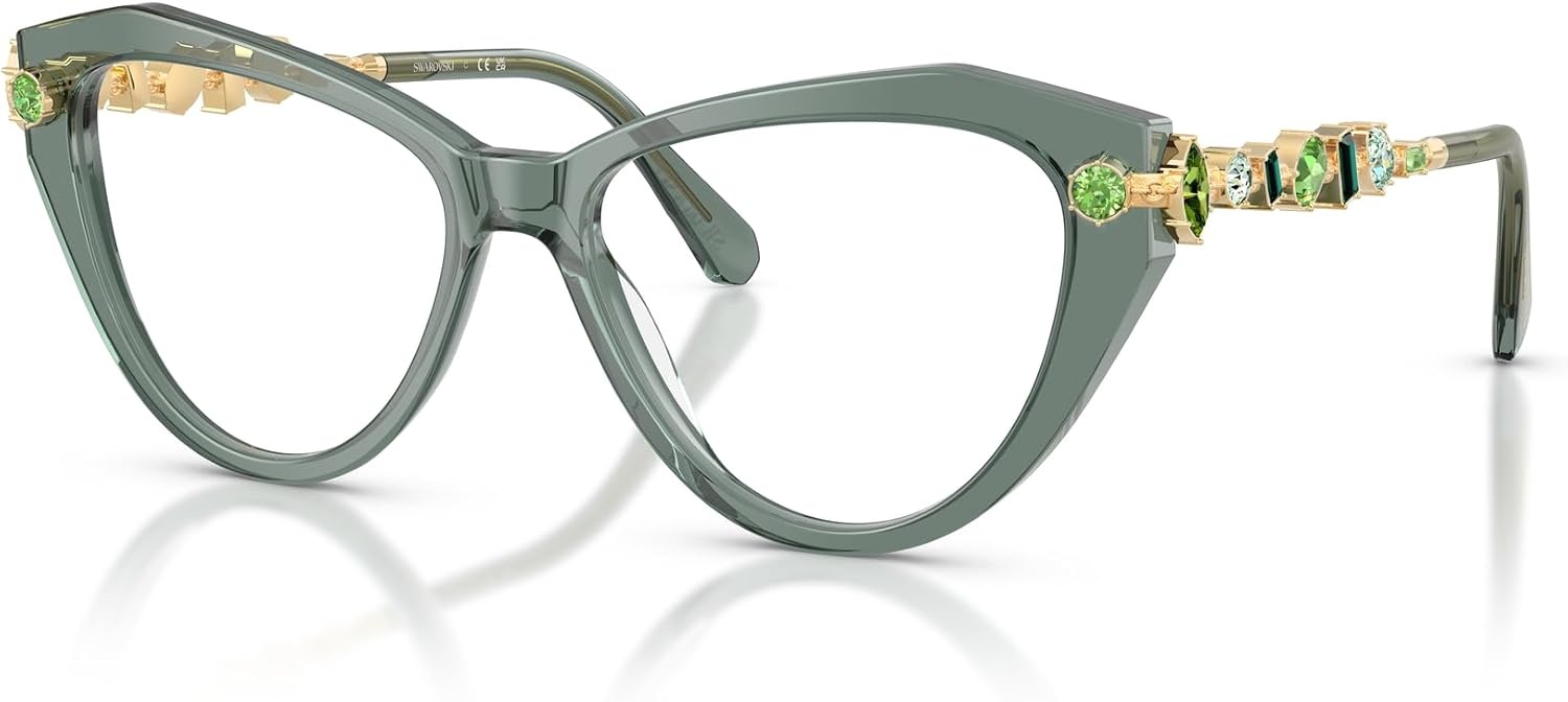 image:imageSwarovski womens Sk2047 Cat Eye Prescription Eyewear FramesTransparent GreenDemo Lens