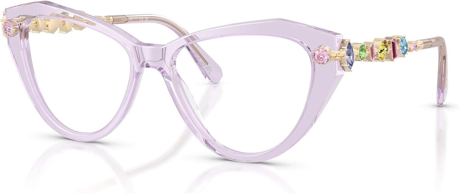 image:imageSwarovski womens Sk2047 Cat Eye Prescription Eyewear FramesTransparent LilacDemo Lens